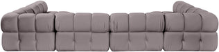 Meridian Furniture - Orin Taupe Velvet Performance Fabric Upholstered 6 pc. Sectional - 671Taupe-Sec6C - GreatFurnitureDeal