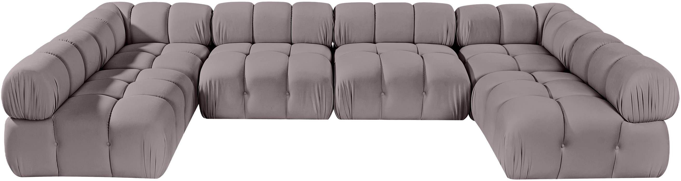 Meridian Furniture - Orin Taupe Velvet Performance Fabric Upholstered 6 pc. Sectional - 671Taupe-Sec6C - GreatFurnitureDeal
