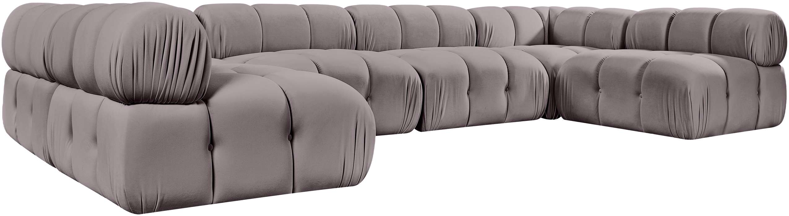 Meridian Furniture - Orin Taupe Velvet Performance Fabric Upholstered 6 pc. Sectional - 671Taupe-Sec6C - GreatFurnitureDeal