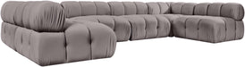 Meridian Furniture - Orin Taupe Velvet Performance Fabric Upholstered 6 pc. Sectional - 671Taupe-Sec6C - GreatFurnitureDeal