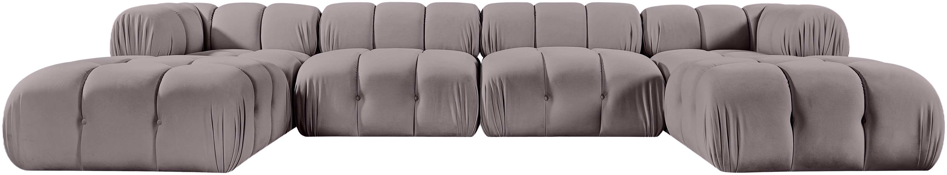 Meridian Furniture - Orin Taupe Velvet Performance Fabric Upholstered 6 pc. Sectional - 671Taupe-Sec6D - GreatFurnitureDeal