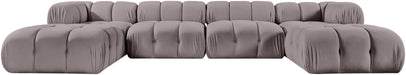 Meridian Furniture - Orin Taupe Velvet Performance Fabric Upholstered 6 pc. Sectional - 671Taupe-Sec6D - GreatFurnitureDeal