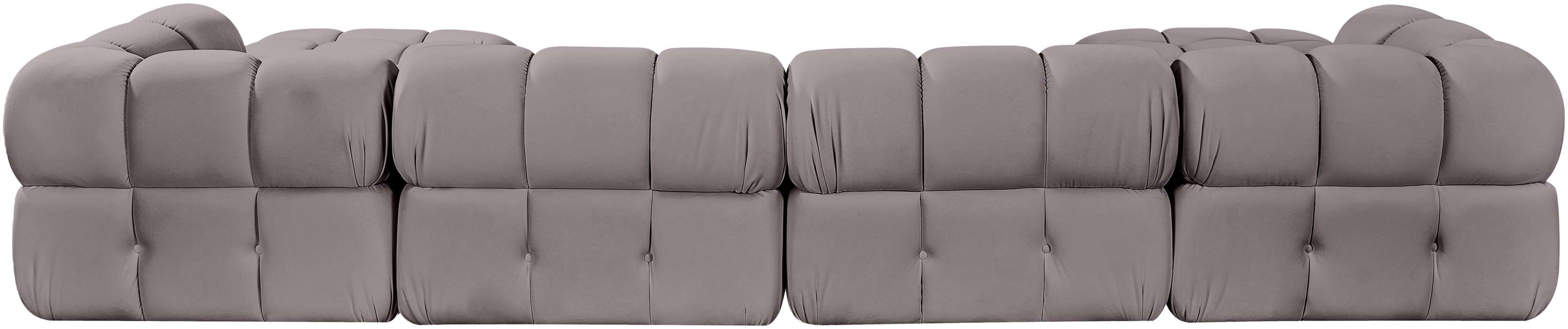 Meridian Furniture - Orin Taupe Velvet Performance Fabric Upholstered 6 pc. Sectional - 671Taupe-Sec6D - GreatFurnitureDeal