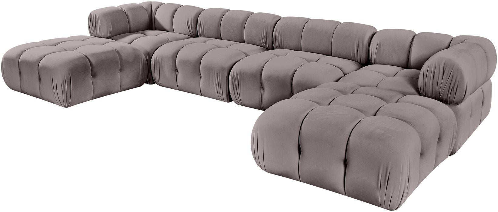 Meridian Furniture - Orin Taupe Velvet Performance Fabric Upholstered 6 pc. Sectional - 671Taupe-Sec6D - GreatFurnitureDeal