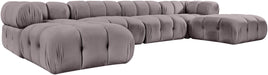 Meridian Furniture - Orin Taupe Velvet Performance Fabric Upholstered 6 pc. Sectional - 671Taupe-Sec6D - GreatFurnitureDeal