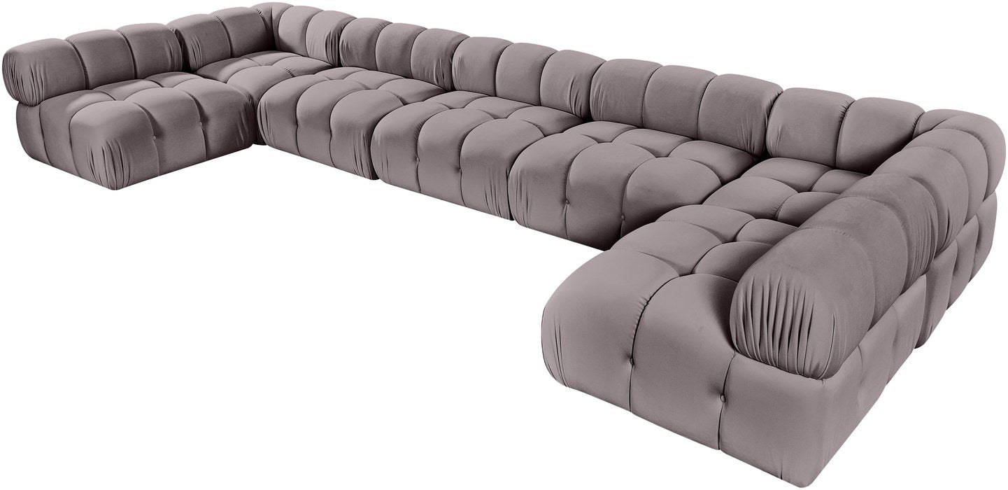 Meridian Furniture - Orin Taupe Velvet Performance Fabric Upholstered 7 pc. Sectional - 671Taupe-Sec7C - GreatFurnitureDeal