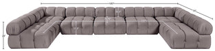 Meridian Furniture - Orin Taupe Velvet Performance Fabric Upholstered 7 pc. Sectional - 671Taupe-Sec7C - GreatFurnitureDeal