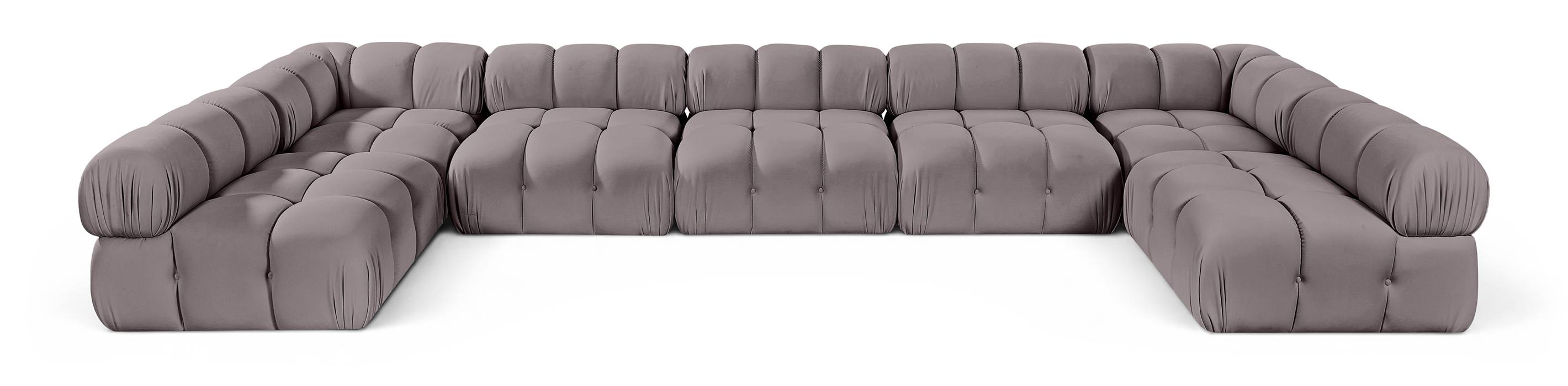 Meridian Furniture - Orin Taupe Velvet Performance Fabric Upholstered 7 pc. Sectional - 671Taupe-Sec7C - GreatFurnitureDeal
