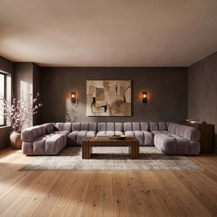 Meridian Furniture - Orin Taupe Velvet Performance Fabric Upholstered 7 pc. Sectional - 671Taupe-Sec7C - GreatFurnitureDeal