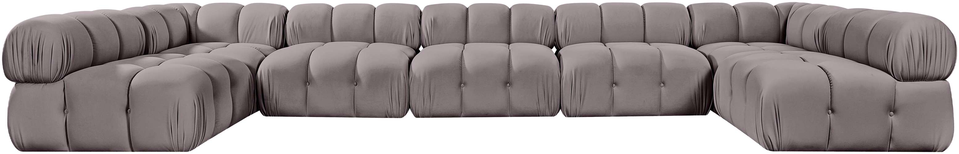 Meridian Furniture - Orin Taupe Velvet Performance Fabric Upholstered 7 pc. Sectional - 671Taupe-Sec7C - GreatFurnitureDeal