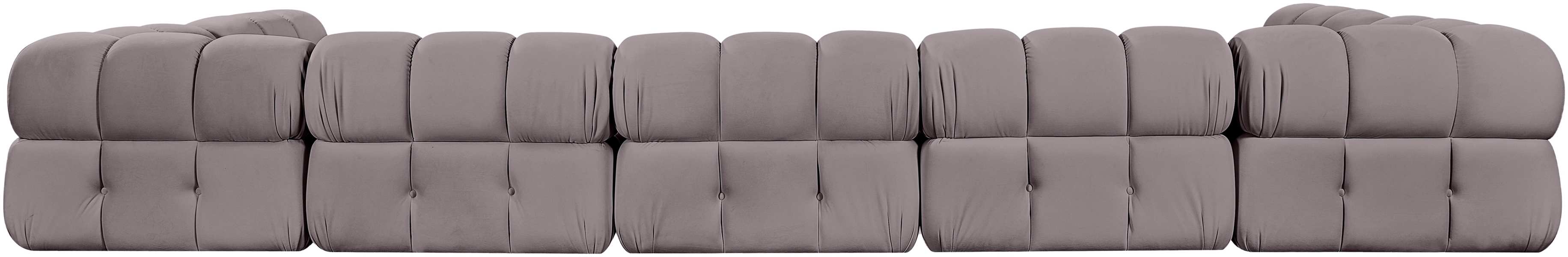 Meridian Furniture - Orin Taupe Velvet Performance Fabric Upholstered 7 pc. Sectional - 671Taupe-Sec7C - GreatFurnitureDeal