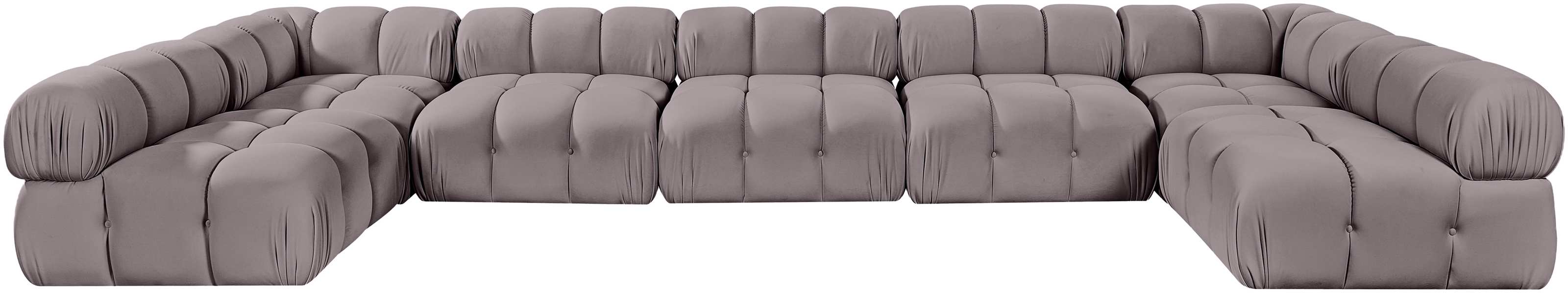 Meridian Furniture - Orin Taupe Velvet Performance Fabric Upholstered 7 pc. Sectional - 671Taupe-Sec7C - GreatFurnitureDeal