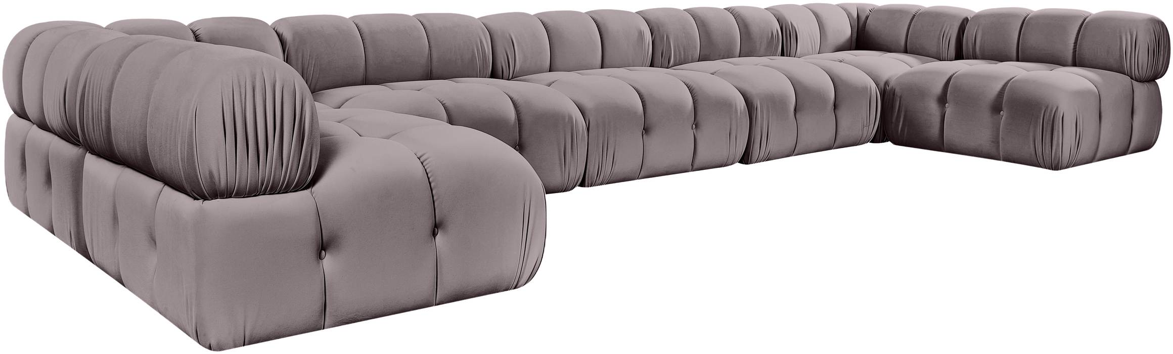 Meridian Furniture - Orin Taupe Velvet Performance Fabric Upholstered 7 pc. Sectional - 671Taupe-Sec7C - GreatFurnitureDeal