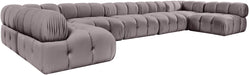 Meridian Furniture - Orin Taupe Velvet Performance Fabric Upholstered 7 pc. Sectional - 671Taupe-Sec7C - GreatFurnitureDeal