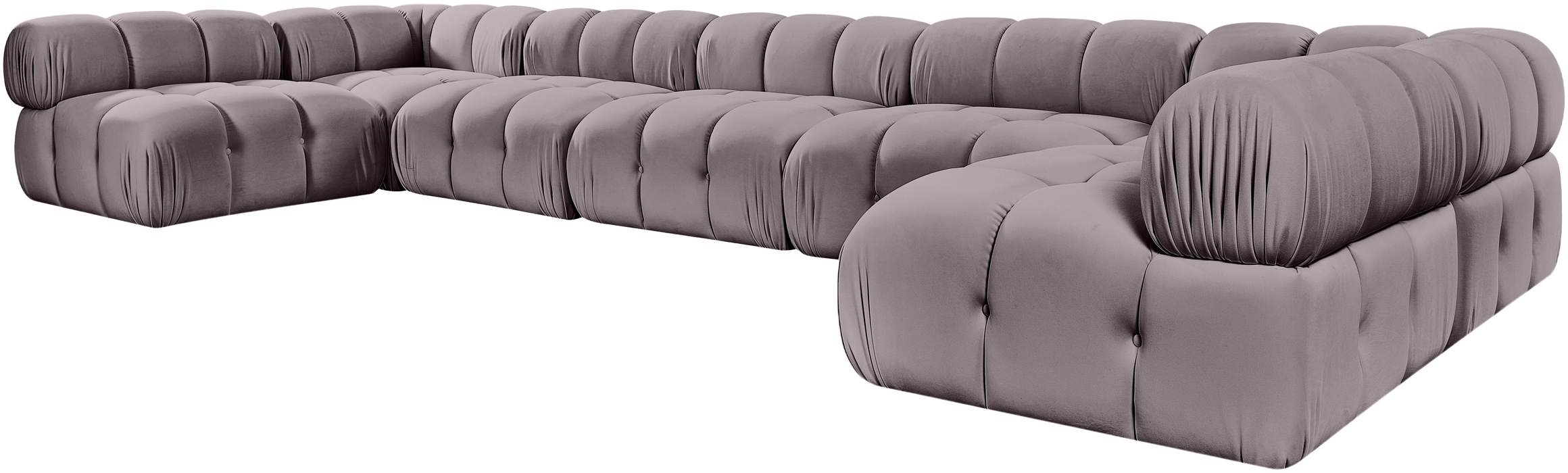 Meridian Furniture - Orin Taupe Velvet Performance Fabric Upholstered 7 pc. Sectional - 671Taupe-Sec7C - GreatFurnitureDeal