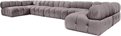 Meridian Furniture - Orin Taupe Velvet Performance Fabric Upholstered 7 pc. Sectional - 671Taupe-Sec7C - GreatFurnitureDeal