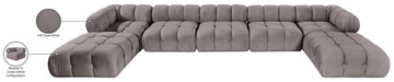 Meridian Furniture - Orin Taupe Velvet Performance Fabric Upholstered 7 pc. Sectional - 671Taupe-Sec7D - GreatFurnitureDeal