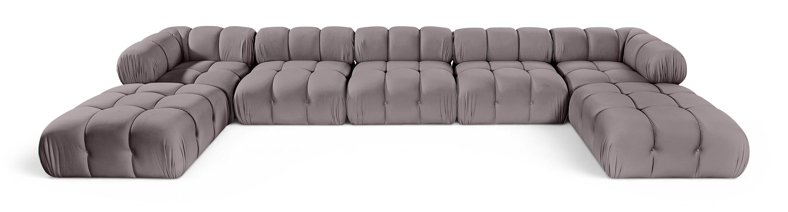 Meridian Furniture - Orin Taupe Velvet Performance Fabric Upholstered 7 pc. Sectional - 671Taupe-Sec7D - GreatFurnitureDeal