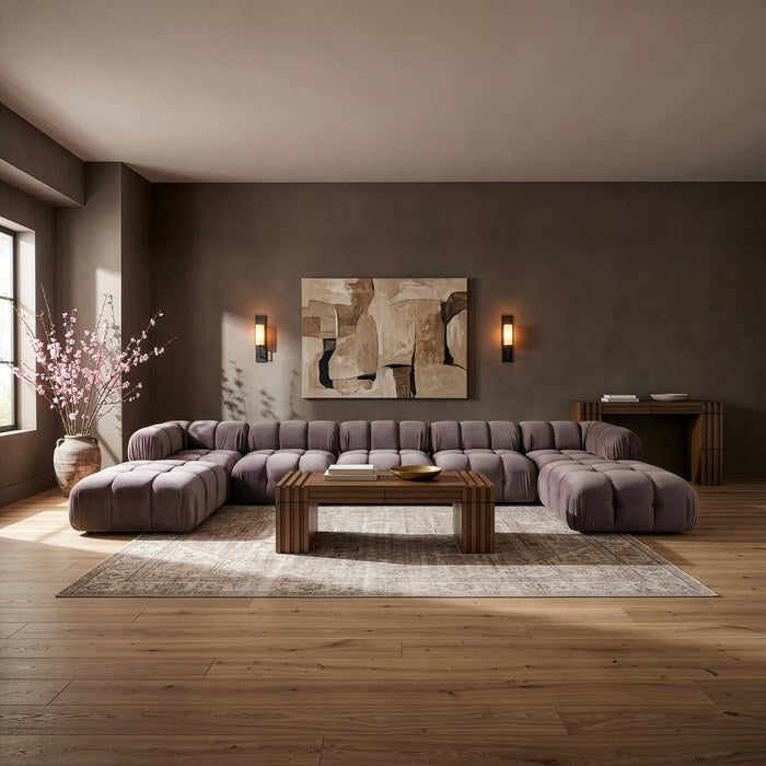 Meridian Furniture - Orin Taupe Velvet Performance Fabric Upholstered 7 pc. Sectional - 671Taupe-Sec7D - GreatFurnitureDeal