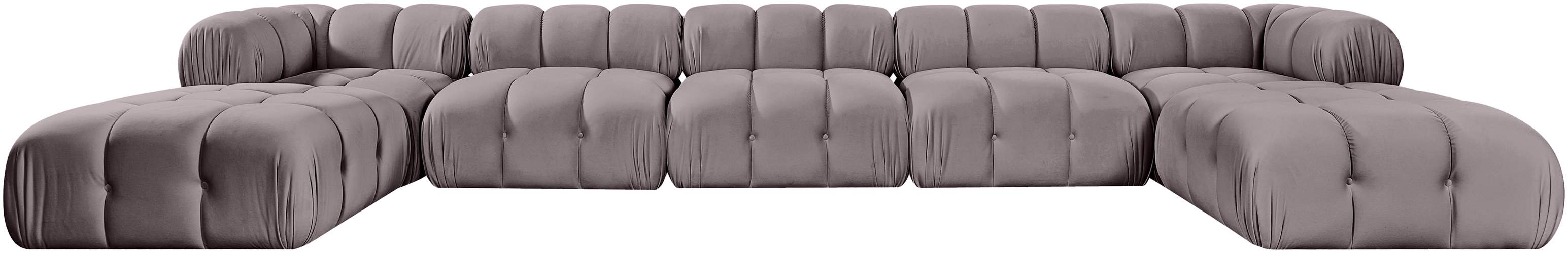 Meridian Furniture - Orin Taupe Velvet Performance Fabric Upholstered 7 pc. Sectional - 671Taupe-Sec7D - GreatFurnitureDeal
