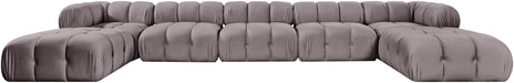 Meridian Furniture - Orin Taupe Velvet Performance Fabric Upholstered 7 pc. Sectional - 671Taupe-Sec7D - GreatFurnitureDeal