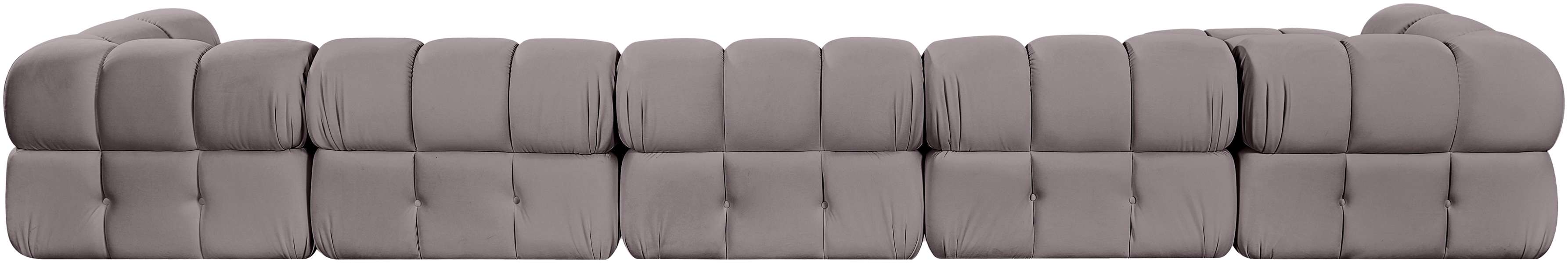 Meridian Furniture - Orin Taupe Velvet Performance Fabric Upholstered 7 pc. Sectional - 671Taupe-Sec7D - GreatFurnitureDeal