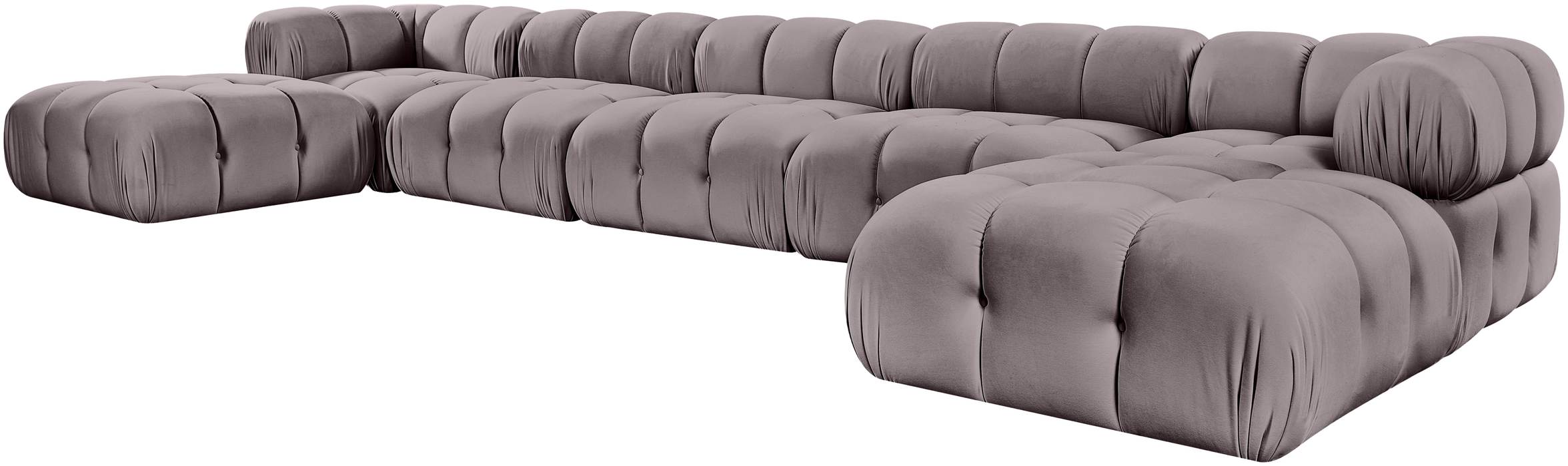 Meridian Furniture - Orin Taupe Velvet Performance Fabric Upholstered 7 pc. Sectional - 671Taupe-Sec7D - GreatFurnitureDeal