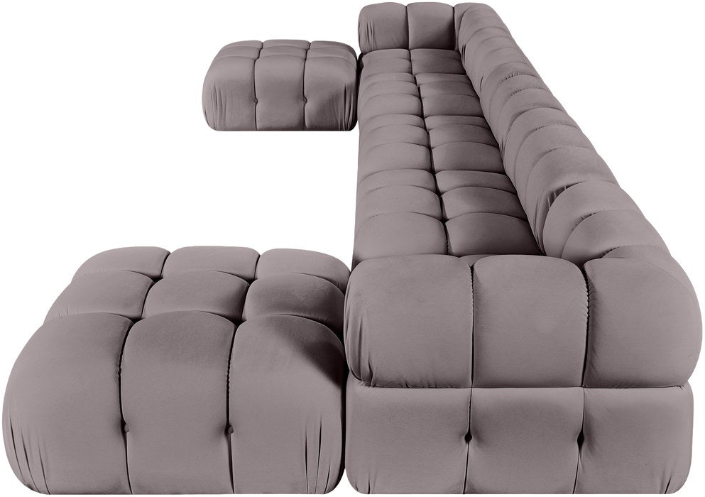 Meridian Furniture - Orin Taupe Velvet Performance Fabric Upholstered 7 pc. Sectional - 671Taupe-Sec7D - GreatFurnitureDeal