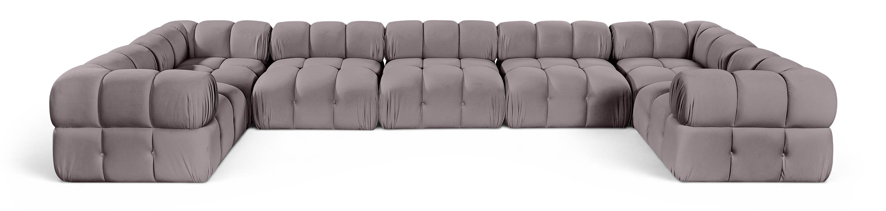 Meridian Furniture - Orin Taupe Velvet Performance Fabric Upholstered 7 pc. Sectional - 671Taupe-Sec7G - GreatFurnitureDeal