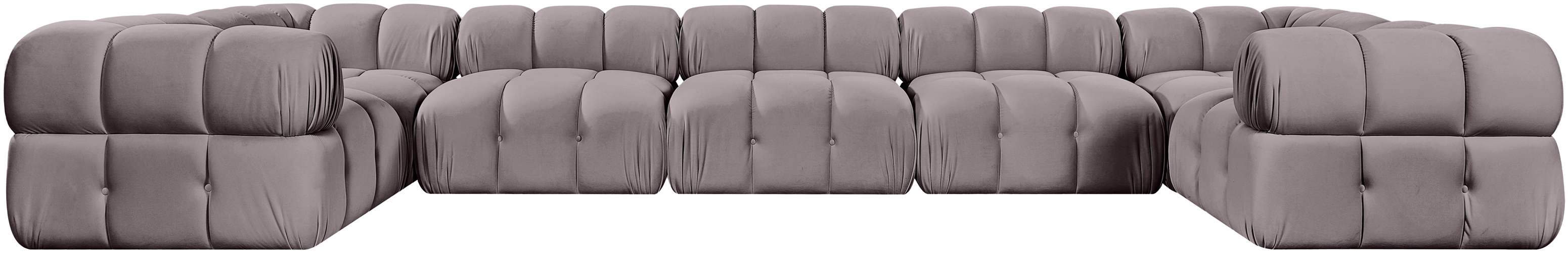 Meridian Furniture - Orin Taupe Velvet Performance Fabric Upholstered 7 pc. Sectional - 671Taupe-Sec7G - GreatFurnitureDeal