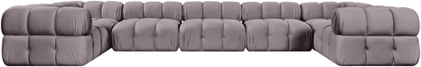 Meridian Furniture - Orin Taupe Velvet Performance Fabric Upholstered 7 pc. Sectional - 671Taupe-Sec7G - GreatFurnitureDeal
