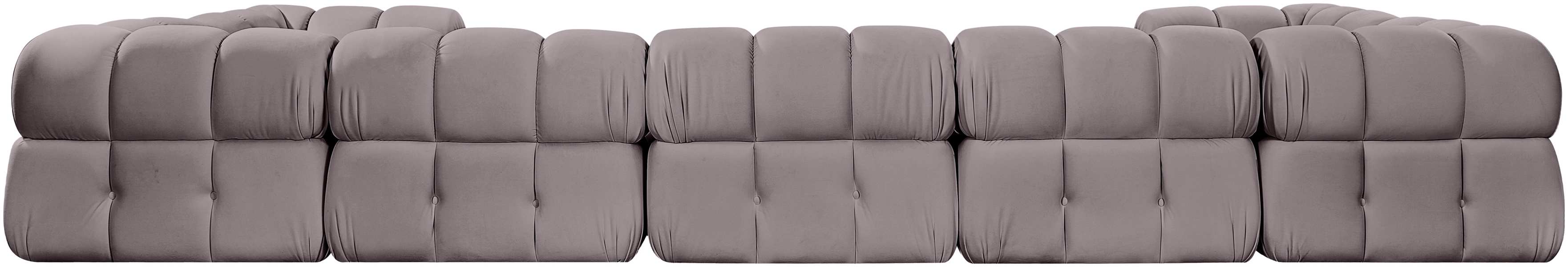 Meridian Furniture - Orin Taupe Velvet Performance Fabric Upholstered 7 pc. Sectional - 671Taupe-Sec7G - GreatFurnitureDeal