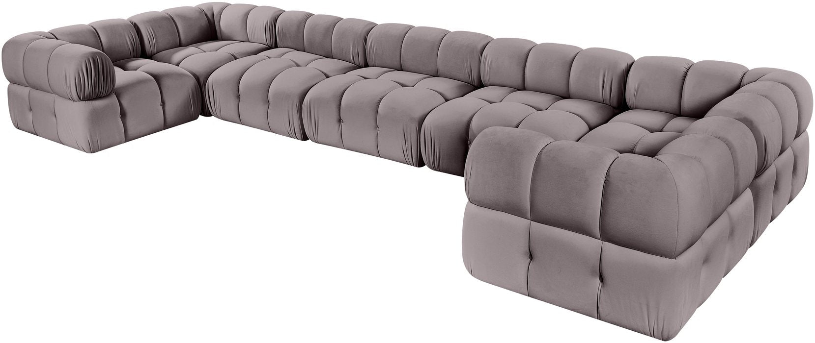 Meridian Furniture - Orin Taupe Velvet Performance Fabric Upholstered 7 pc. Sectional - 671Taupe-Sec7G - GreatFurnitureDeal