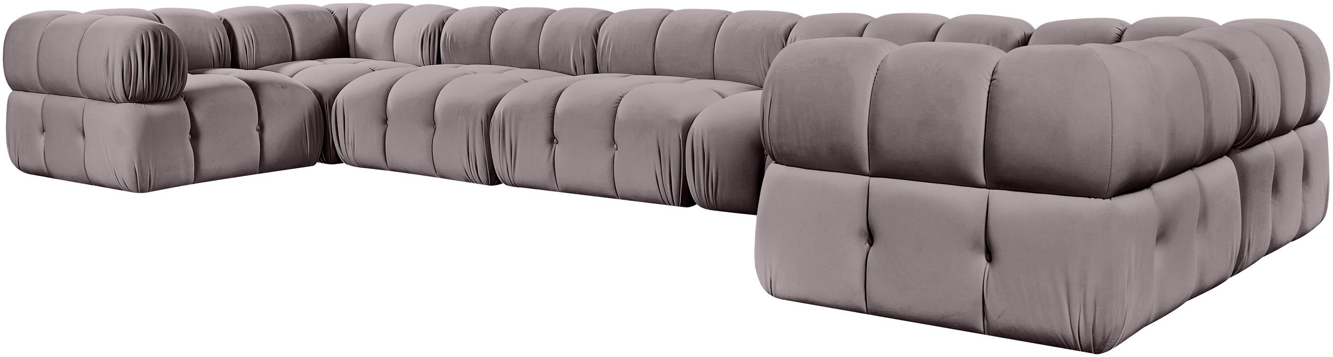 Meridian Furniture - Orin Taupe Velvet Performance Fabric Upholstered 7 pc. Sectional - 671Taupe-Sec7G - GreatFurnitureDeal