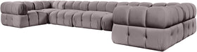 Meridian Furniture - Orin Taupe Velvet Performance Fabric Upholstered 7 pc. Sectional - 671Taupe-Sec7G - GreatFurnitureDeal