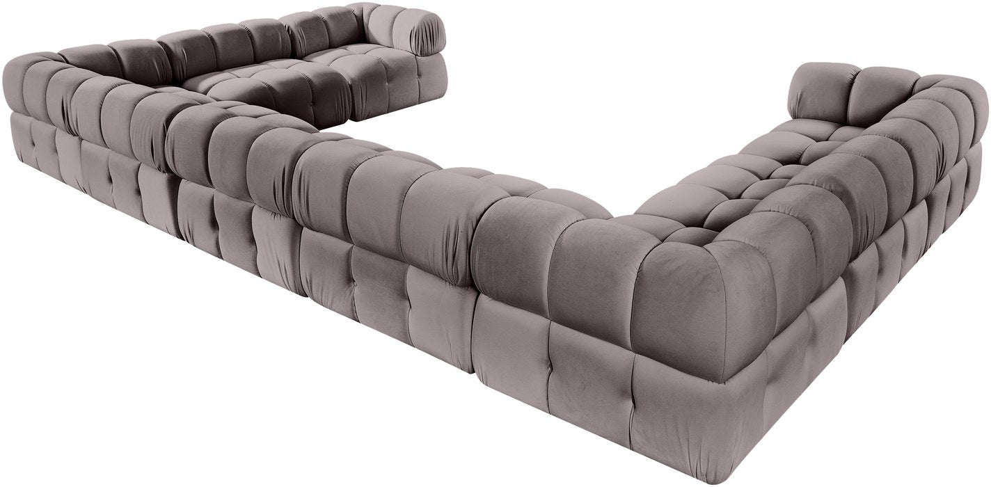 Meridian Furniture - Orin Taupe Velvet Performance Fabric Upholstered 9 pc. Sectional - 671Taupe-Sec9A - GreatFurnitureDeal