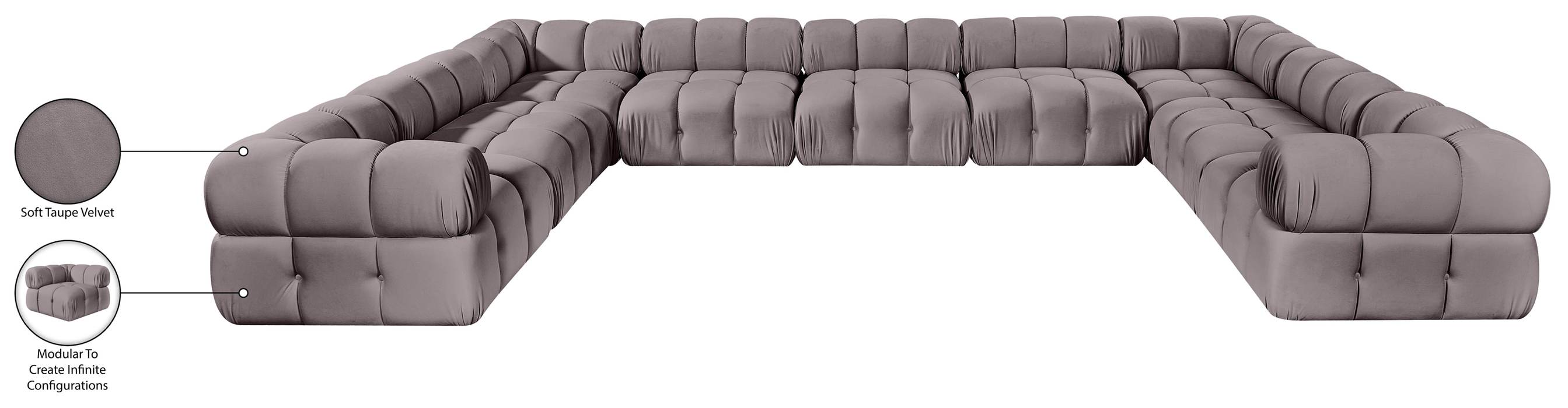 Meridian Furniture - Orin Taupe Velvet Performance Fabric Upholstered 9 pc. Sectional - 671Taupe-Sec9A - GreatFurnitureDeal
