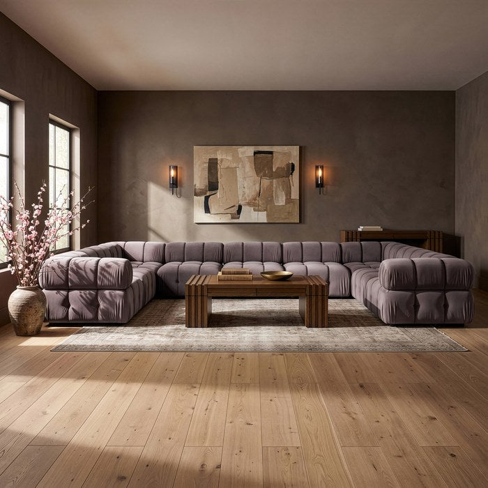 Meridian Furniture - Orin Taupe Velvet Performance Fabric Upholstered 9 pc. Sectional - 671Taupe-Sec9A - GreatFurnitureDeal