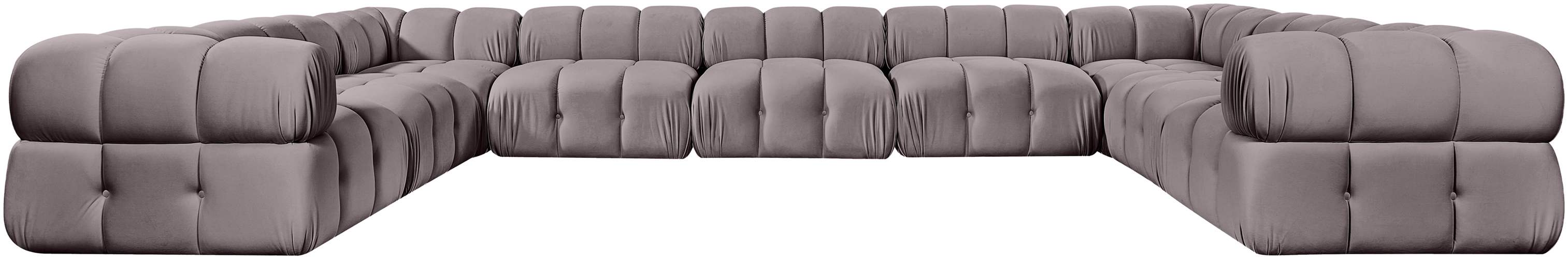Meridian Furniture - Orin Taupe Velvet Performance Fabric Upholstered 9 pc. Sectional - 671Taupe-Sec9A - GreatFurnitureDeal