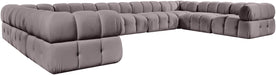 Meridian Furniture - Orin Taupe Velvet Performance Fabric Upholstered 9 pc. Sectional - 671Taupe-Sec9A - GreatFurnitureDeal