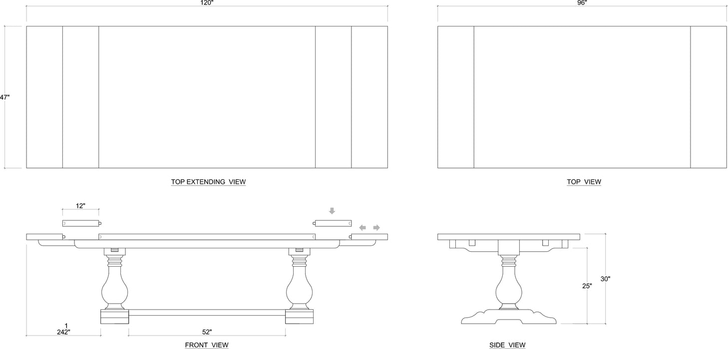 Bramble - Trestle Extension Table 96'' extends to 120'' w/o Grooves - BR-67486 - GreatFurnitureDeal
