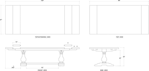 Bramble - Trestle Extension Table 96'' extends to 120'' w/o Grooves - BR-67486 - GreatFurnitureDeal