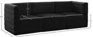 Meridian Furniture - Quincy 95" Black Velvet Upholstered Comfort 3pc. Sofa - 677Black-S95 - GreatFurnitureDeal