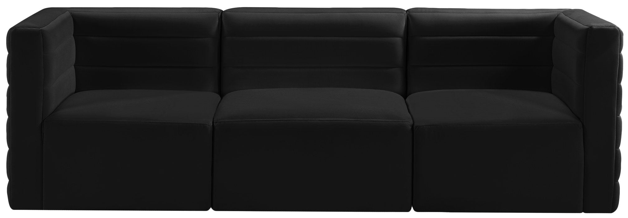 Meridian Furniture - Quincy 95" Black Velvet Upholstered Comfort 3pc. Sofa - 677Black-S95 - GreatFurnitureDeal