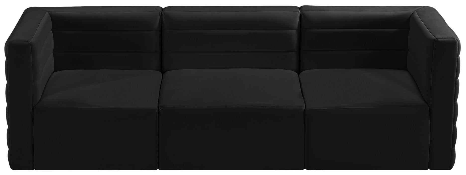 Meridian Furniture - Quincy 95" Black Velvet Upholstered Comfort 3pc. Sofa - 677Black-S95 - GreatFurnitureDeal