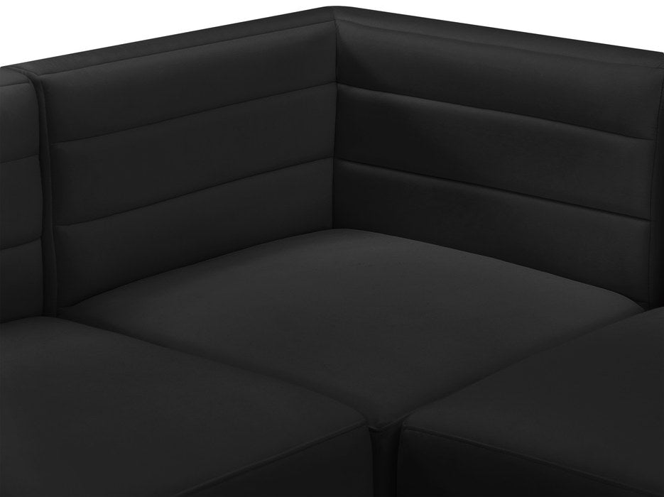 Meridian Furniture - Quincy 95" Black Velvet Upholstered Comfort 3pc. Sofa - 677Black-S95 - GreatFurnitureDeal