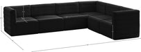 Meridian Furniture - Quincy 126" Black Velvet Upholstered Comfort 6pc. Sectional - 677Black-Sec6A - GreatFurnitureDeal