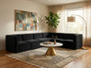 Meridian Furniture - Quincy 126" Black Velvet Upholstered Comfort 6pc. Sectional - 677Black-Sec6A - GreatFurnitureDeal