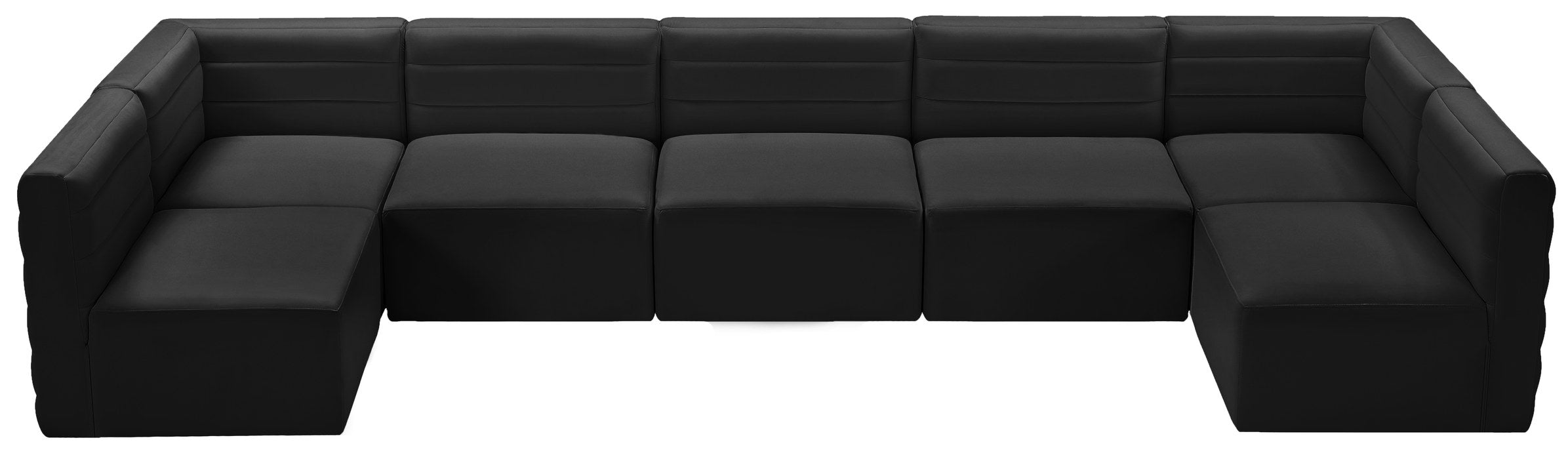 Meridian Furniture - Quincy 157" Black Velvet Upholstered Comfort 7pc. Sectional - 677Black-Sec7B - GreatFurnitureDeal