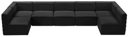 Meridian Furniture - Quincy 157" Black Velvet Upholstered Comfort 7pc. Sectional - 677Black-Sec7B - GreatFurnitureDeal